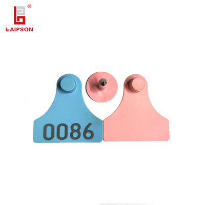 TPU 59mm High Security ISO9001 Visual Tamperproof Sheep Goat Ear Tag With Printing Numbers For Livestock