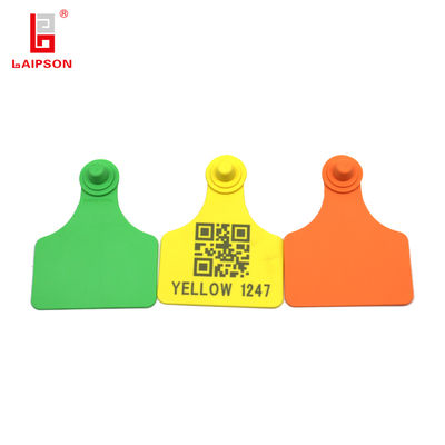 ISO9001 80MM Yellow TPU Customized Serial Number Barcode Cow Sheep Ear Tag With Closed Head For Farm